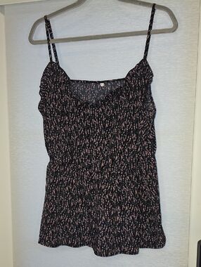 Floral Smocked Black & Pink Cami Top